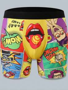 Men's Underwear, Funny Print Combination Suitable For Weddings, & Comfortable Men's Boxer Briefs Sports Boxing Men's Boxer Briefs, A Great Gift For Your Boyfriend Who Loves Them