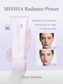 MISSHA Radiant Primer - Brightening & Smoothing Makeup Base | Conceals Pores, Hydrates, Brightens | Radiant Pore Perfecting Makeup Primer, Oil-Control Lightweight Texture, Cosmetic Makeup Brand For Women, Perfect Concealer Full Coverage, Natural Matte Finish, Skincare + Makeup 2-In-1, Suitable For Winter & Spring, Suitable For Y2K Fashion Parties, Birthday, Valentine's Day Gifts, Weddings, Summer Vacation - Purple-dullness - View 3