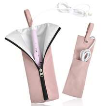 1pc Hair Styling Tool Travel Bag With Heat Resistant Mat, Suitable For Flat Iron, Straightener, Curling Iron And Hair Care Accessories, With External Pocket, Portable Storage Pouch
