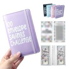 100 Days To Save Loose-Leaf Notebook And Unlimited Writing Pencils, Challenge Coin Envelope Budgeting Booklet, Challenge Yourself To Save $5, 050in 100 Days, Develop A Good Habit, Cash Saving Challenge Journal - 100-day Lacing Style Pink - View 3