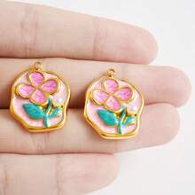 1pc/2pcs Luxury Delicate 304 Stainless Steel Electroplated Pendant Charms, Suitable For DIY Jewelry, Jewelry Making, Crafts - Ocean Life, Cherry, Flower Designs - Color - View 19