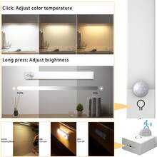 Đèn LED cảm biến chuyển động 10cm/20cm/30cm/50cm, thích hợp trang trí nhà cửa, sạc USB, đèn tủ quần áo từ tính, có thể điều chỉnh độ sáng, 3 nhiệt độ màu, dễ lắp đặt, có thể tháo rời, thích hợp dùng làm đèn ngủ cho tủ quần áo, tủ bếp, phòng ngủ, bàn làm việc và các vị trí khác. - 3 Nhiệt độ màu - Xem 3