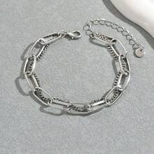 1pc European & American Style Thick Layered Cross Charm Women Gift Bracelet - Silver - View 6