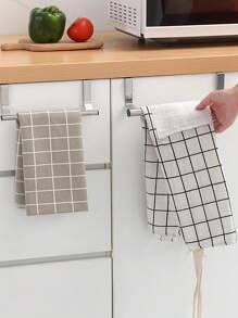 1pc Space-Saving Stainless Steel Over-The-Door Towel Rack - Easy To Install, Rust-Resistant Bathroom And Kitchen Towel Bar - Multicolor - View 2