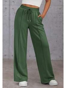 Womens Wide Leg Sweatpants High Waisted Baggy Drawstring Athletic Joggers Fashion Teens - Xmas Green - Xem 3