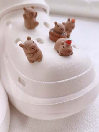 5/10 件可爱水豚卡通鞋饰 - 可爱动物装饰，适合女士、男士、女孩、男孩的木屐和凉鞋，适合夏季休闲鞋