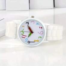 Women's Fresh Jelly Silicone Pencil Quartz Watch, Suitable For Primary And Middle School Students, Minimalist Casual Sports Analog Watch - White - View 2