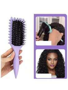 Professional Wave Brush For Styling And Defining Bounce Hair, Curls And Extensions - 紫色 - 查看 3