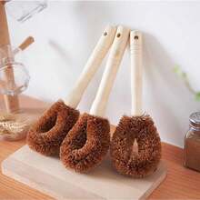 Kitchen Cleaning Brush Natural Bamboo Handle And Sisal Bristles Scrub Brush For Dish Cast Iron Skillet Pots Pans Pot Brush - màu nâu - Xem 5