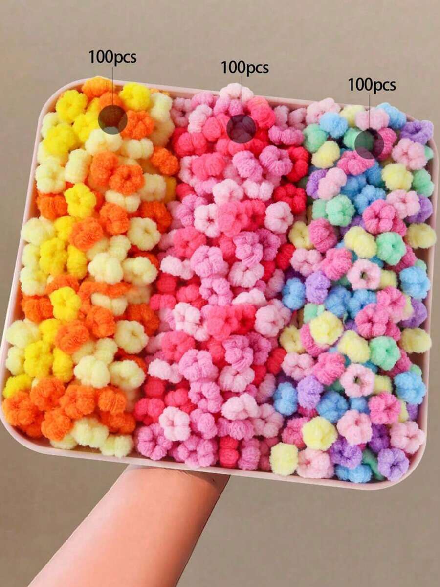 300pcs/Pack Mixed Color Hair Ties, High Elasticity & Non-Damaging Hair Bands