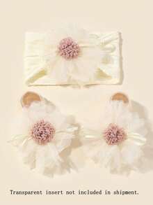 1 件头带和 1 双袜子套装，0-6 个月婴儿弹力提花尼龙头带和花卉装饰袜子，新生儿头饰礼物 - 彩色 - 查看 23