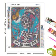 Skull Woman Diamond Art Kit For Adult Beginners, 5D DIY Full Round/Square Rhinestone Gem Art Crafts Painting For Home Wall Decoration 30x40cm/11.81x15.75inch - Square Drill - 查看 3