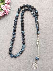 1 件 45 颗 10 毫米穆斯林念珠手链，经典蓝灰色男女通用设计 - 彩色 - 查看 4