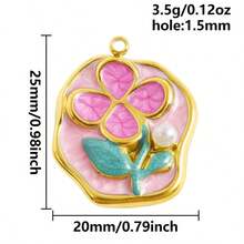 1pc/2pcs Luxury Delicate 304 Stainless Steel Electroplated Pendant Charms, Suitable For DIY Jewelry, Jewelry Making, Crafts - Ocean Life, Cherry, Flower Designs - Color - View 14