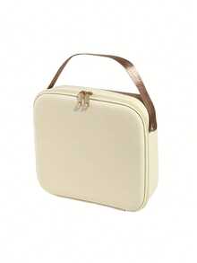 1pc Leather Makeup Bag With Mirror & Lights, Large Capacity Travel Makeup Case, Convenient For Shopping And Travel, Leakproof, Suitable As A Gift - Multicolor - View 7