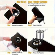 Reusable Stove Guards - Paneling - Heat Resistant, Non-Stick, Washable, Easy Clean Stove Covers For Gas Range, Protecting Burners And Preventing Scratches, Long-Lasting Stove Top Protection - Black - View 9