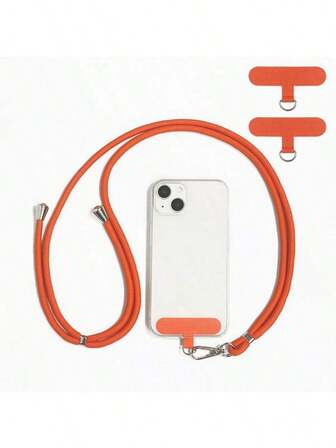 Phone Lanyard, 2* Patches, 1* Polyester Adjustable Strap, Adjustable And Removable Universal Cell Phone Multifunctional Patch Lanyards Compatible With Most Smartphones-Silver