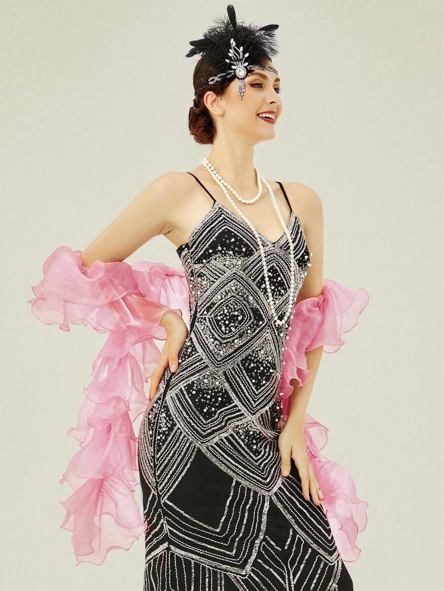 BABEYOND Chandelle Boa Vinatge Boa - 200g 6.5ft Gatsby Organza Boa 1920s Flapper Accessories - Hồng - Xem 1