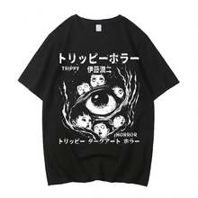 1 Women's T-Shirt, Punk Hip Hop Style, Casual Anime Graphic Tee, Women's Streetwear, Y2K Graphic Tees, 180g, 100% Cotton. - 黑色 8 - 查看 6
