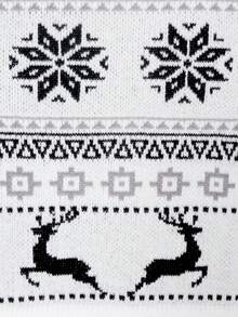 男士V领长袖开衫，雪花鹿印花，休闲百搭，宽松版型，适合春、秋、冬季穿着。 - 灰色 - 查看 5