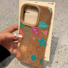 Diseño de patrón de hoja de color Teléfono de lente alta 11 Pro 13 16 Plus 15 14 XS 12 Cuero sintético suave todo incluido - Colores mixtos 1 - Ver 2