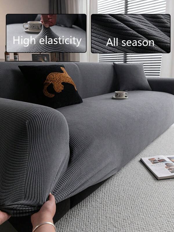 1pc Classic Dark Grey Sofa Cover, High Elasticity, Dust-Proof And Dirt-Resistant, Machine/Hand Washable Furniture Protector, Suitable For Daily Use, Fits 3/4 Seater Sofa (Multiple Sizes Available)