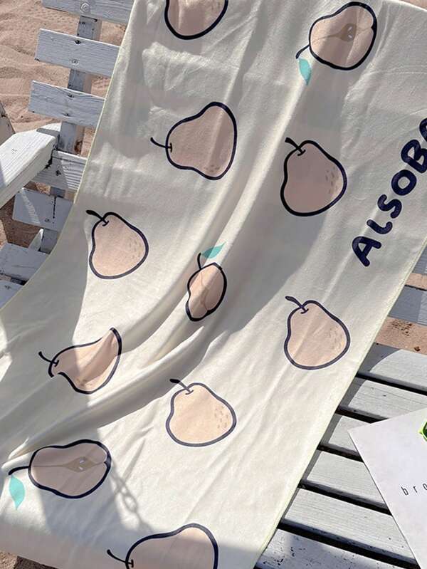 1pc Fashionable Pattern Beach Towel, Absorbent Towel For Beach, Spa, Swimming, Sunscreen, Portable, Bath Towel