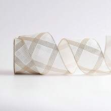 1pc Champagne Christmas Woven Ribbon, Christmas Decor DIY Bow Ribbon, Christmas Gift Wrapping - Multicolor - View 10