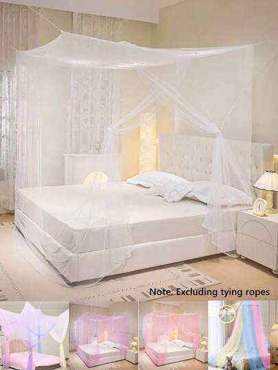蚊帐，四角帘床罩，优雅蚊帐，单门蚊帐，蚊帐床罩，悬挂式蚊帐（圆顶单门蚊帐），露营家居卧室宫殿落地式网状天篷，网状床罩帘，公主床幔蚊帐（无灯）