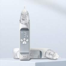 Elektryczny aspirator do nosa dla niemowląt, 3 regulowane poziomy ssania, 3 silikonowe końcówki ssące, funkcja uspokajania muzyką i światłem, ładowanie przez USB