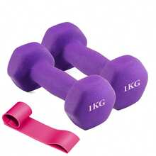 2 件 1/2KG 哑铃 + 1 件阻力带，家庭健身套装初学者纤细手臂肩部训练便携式塑形锻炼器材。 - 彩色 - 查看 10