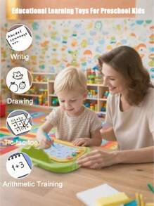 1pc Magnetic Drawing Board For Kids (Can Be Assembled As Small Table/Wall-Mounted/Stand Mode), Colorful Erasable Magnetic Drawing Pad Toy, Learning Sketch Board, Doodle Writing Board (Comes With 4 Geometric Stamps & 1 Pen), Great Gift For Easter/Halloween/Christmas/Birthday Party - Multicolor - View 4