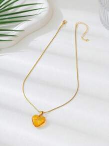 2 Moonstone Necklaces Rose Stone Heart Necklace Set Y2k Women's Friendship Necklace Couple Necklace Prom Jewelry - 2PC Heart Necklace - View 7