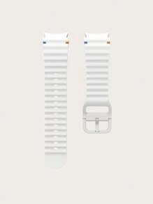 1pc White Silicone Two-Tone Stitch Wave Pattern Watch Band Strap Compatible With Samsung Galaxy Watch 4/5/6/7 40mm/42mm/43mm/44mm/45mm/46mm/47mm/5 Pro