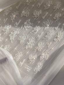 1 件 5D 指甲贴梦幻蓝紫珍珠蝴蝶和玫瑰花朵蝴蝶结指甲贴贝壳灯设计粘性贴纸美甲装饰花朵指甲贴 5D 浮雕百合花指甲贴纸芙蓉自粘花卉指甲贴花金花指甲饰度假指甲设计 - 彩色 - 查看 5