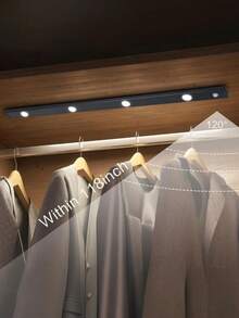 现代LED人体感应灯条，适用于鞋柜、展示柜、衣柜、厨房、智能橱柜等，可充电，塑料材质，喷漆表面，按键控制，亮度可调，家居装饰LED灯，智能照明，简约装饰，时尚设计，高品质照明灯具，家居装饰，照明，电池容量：150mAh、200mAh、300mAh、400mAh、500mAh - 櫥櫃燈 - 查看 3