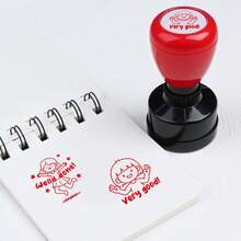 1 套英语和德语教师印章，彩色鼓励短语，用于评分、家庭作业、课堂管理，耐用 ABS 材料 - 非常适合学校和办公室使用