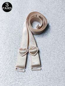 1-3对/套可爱俏皮心形扣内衣肩带弹力布肩带可更换文胸肩带可调节防滑肩带文胸布肩带 - 彩色 - 查看 11