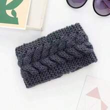 1条女士针织发带，纯色弹力护耳发带，配经典蝴蝶结，适合秋冬季日常佩戴，时尚发饰，女士发带 - 彩色 - 查看 12