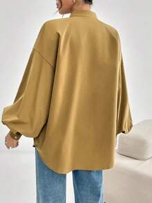 Blusa holgada de manga farol casual para mujer, de unicolor, estilo callejero de moda, para primavera/otoño