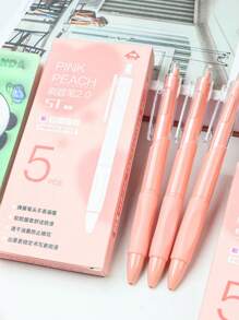 5 支装 0.5 毫米 ST 中性笔，渐变笔尖，多色，可伸缩笔，快干 0.5 黑色笔，适合学生考试、办公室工作和商务签名，返回学校