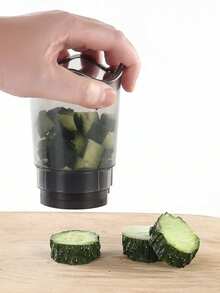 3-In-1 Manual Vegetable Chopper And Slicer Cup - Plastic Body With Carbon Steel Blades, Dishwasher , Suitable For Outdoor Camping And Kitchen, Multi-Functional Tool For Slicing, Dicing And Measuring - Great For Onions, Mushrooms And Other Vegetables