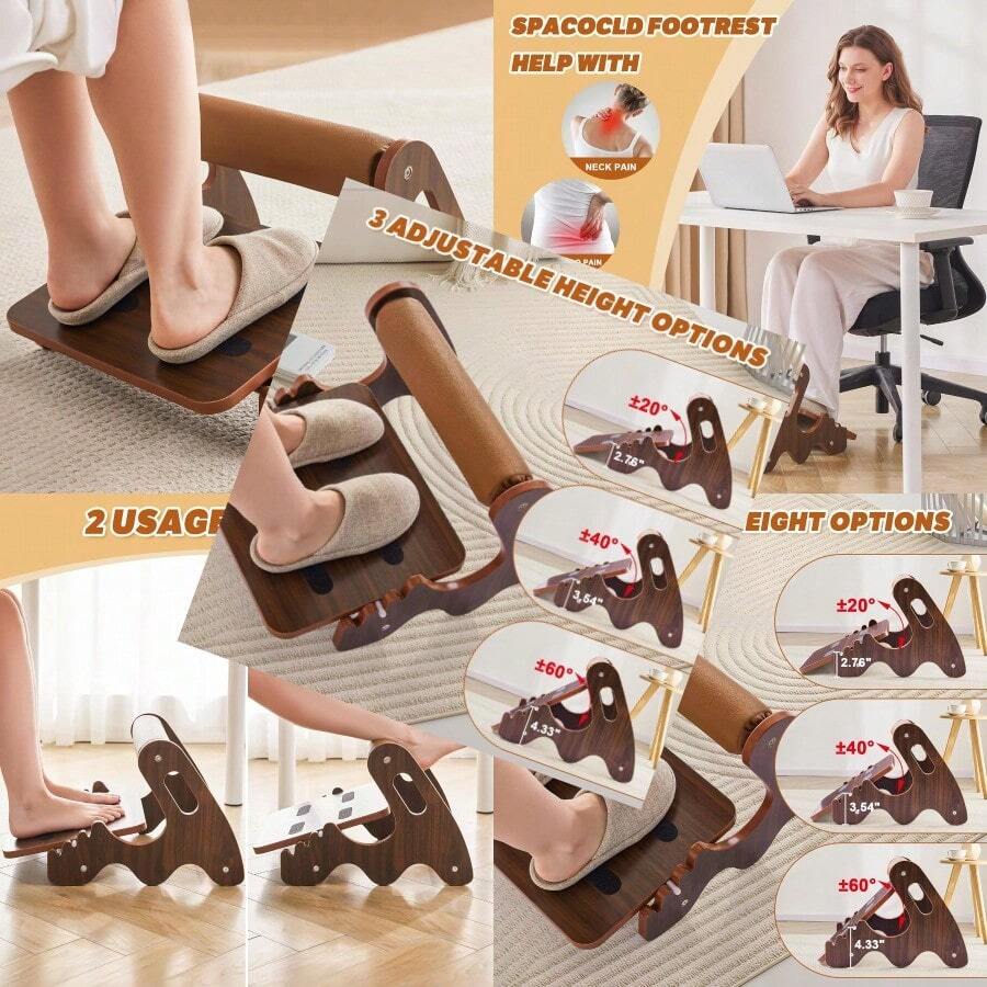 Foot Rest For Under Desk At Work Adjustable Rocking Foot Stool With 3 ...
