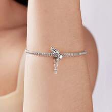 WOSTU 1 Pieza Colgante de Cruz de Plata de Ley 925 Vintage con Zirconia para Pulsera, Collar DIY, Joyería Religiosa para Mujer