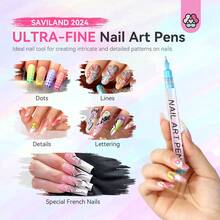 Penna per smalto 3D Saviland 12 colori: penna fineliner di alta qualità? Punta ultra sottile? Penne per nail art ad asciugatura rapida/a lunga durata/impermeabili per nail art, manicure, pittura e design unghie fai da te - Multicolore - Visualizzare 2