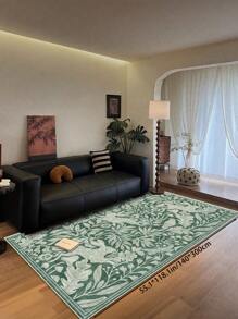 1 Piece Rectangle Faux Cashmere Carpet With Flower Bunny Print. Green Area Rugs For Living Room, Soft Carpet For Bedroom, Home Decoration, Soft And Fluffy Rug For Bed Room, Delicate To The Touch, Non-Slip Washable And Foldable Area Rug. It Can Be Used In Living Room, Bedroom, Doormat, Home Decoration, Suitable For Different Seasons Of Spring, Summer, Autumn And Winter.
