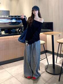 Loose Fit Versatile Off Shoulder Long Sleeve T-Shirt, Elegant Casual Layering Top, Spring/Summer