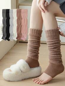 1/2/3/6 双装女士仿貂绒保暖腿套，毛绒足套腿套，秋冬季加厚多功能腿套，Y2K风格，蓬松舒适