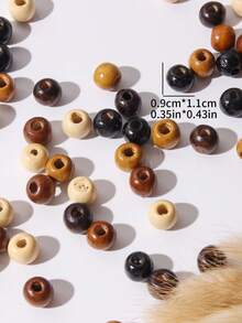 200 pièces Grandes perles en bois de 5 couleurs pour bracelets DIY, colliers, artisanat, également adaptées pour le tissage de coussins, polyvalentes et décontractées - Multicolore - Voir 5