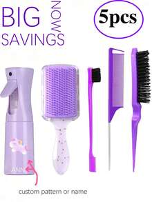 5 Conjuntos de Kits de Pente Trançado, (200 Mililitros) Garrafas de Spray de Névoa Contínua, Pentes de Unicórnio/Pirâmide Cartoon, Adequado para Penteados de Adultos e Meninas, Pentes de Alisamento e Laterais, Adequado para Design de Penteados e Personalização de Padrões e Nomes por Cabeleireiros, Temporada de Volta às Aulas, Acessórios de Cabelo Infantil, Popular